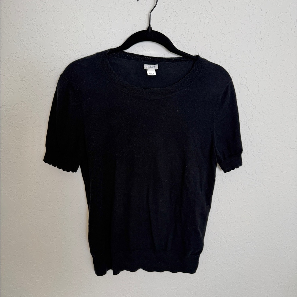 J. Crew Black Short Sleeve Cotton Sweater Tee Women’s Size M
